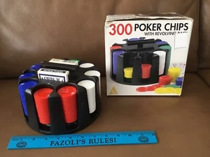 Poker Chips with Rotating Caddy ~ Retractable Handle ~ 300 Chips ~Casino Games - Picture 1 of 11
