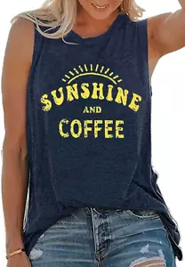Womens Tank Tops Summer T Shirts Sleeveless Casual Loose Tunic Blouses - Picture 1 of 12