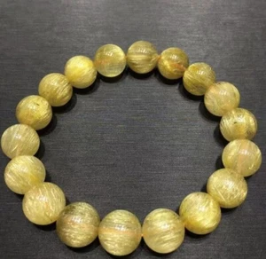 Pulsera de cuentas redondas transparentes para ojos de gato de cuarzo natural rutilado 8-14 mm AAAA - Imagen 1 de 5