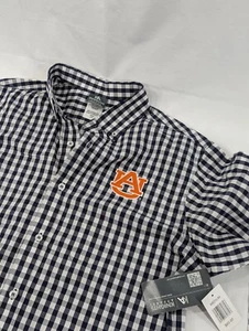 NWT Knights Apparel Mens Auburn University Button Up Long Sleeve Plaid Medium - Picture 1 of 9