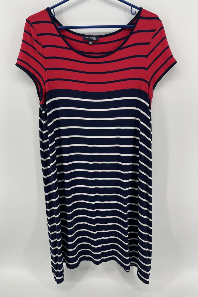 Vestido Max Edition Manga Gorra Mujer Talla LP Grande Pequeño Rojo Blanco Azul Rayas Foto 1 de 4