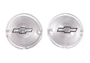 57 Chevy Clear Parklight Lenses with Bowtie and Chrome Trim 1957 Chevrolet New - Picture 1 of 6