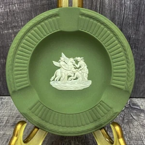 Wedgwood Green Jasperware 4.5" Round Ashtray, Trinket Dish "Muses and Pegasus" - Picture 1 of 7