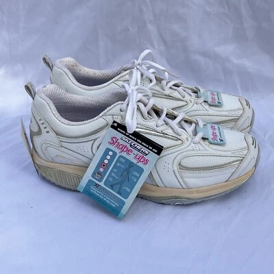 Skechers Shape Ups Mujer 10 Cuero Caminar Tonificación Zapatos Blanco Dorado De Colección Nuevos con Etiquetas Foto 1 de 4