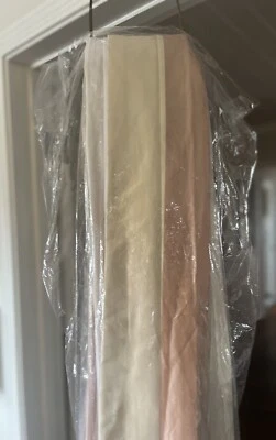 "2 PANELES CORTINA CORTINA FORRADOS PLISADOS TAFETÁN SEDA Rubor Marfil Rayas 28""x 86""" Foto 1 de 4