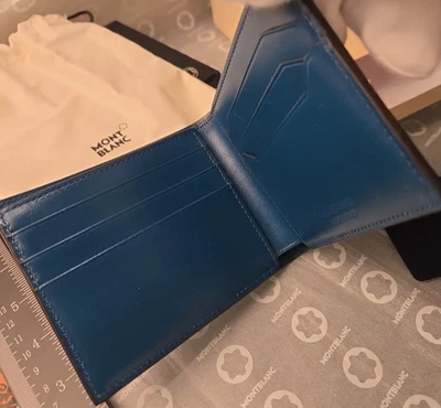 Precio de venta sugerido por el fabricante $490 - Cartera Montblanc 198800 Chipre azul tono descolorido 6cc Foto 1 de 4