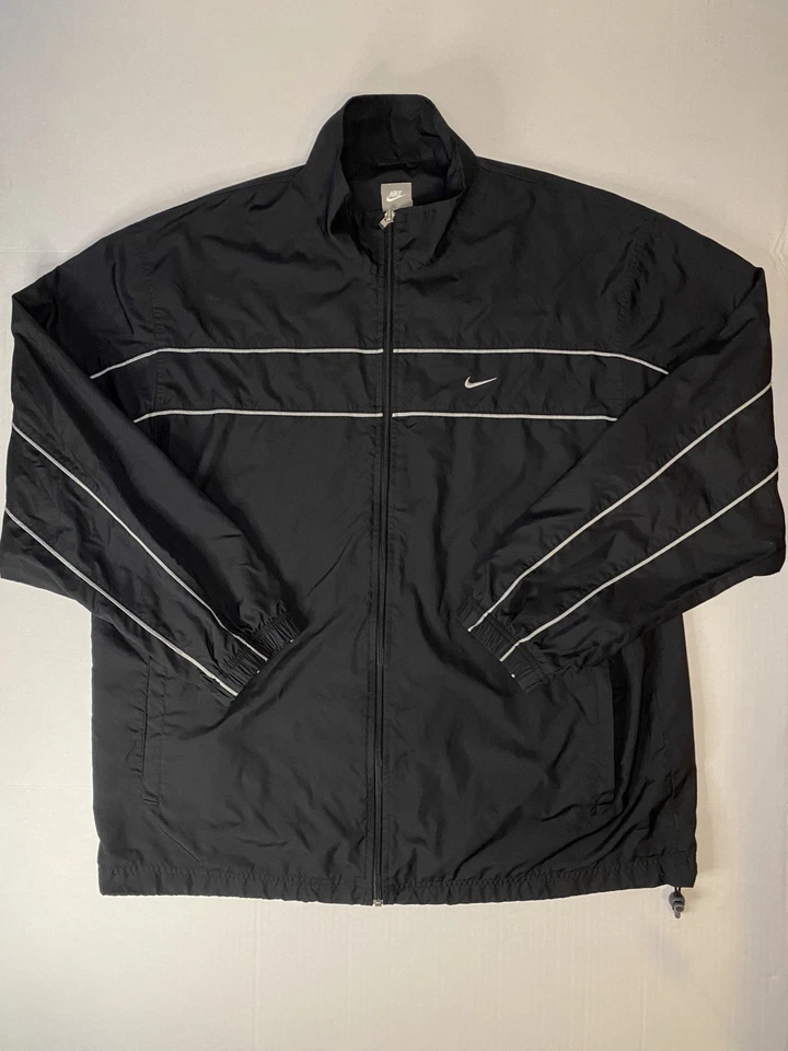 Chaqueta Nike Vintage Para Hombre XXL Negra Cortavientos Cremallera Completa Malla Forrada Y2K Foto 1 de 4