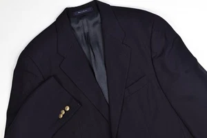 VTG Chaps Ralph Lauren 43R Gold Button Dark Navy Wool Hopsack Blazer Jacket - Picture 1 of 12