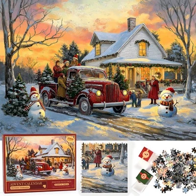 Homlouue Jigsaw Puzzle Advent Calendar 2024 1008pcs 27.56x19.68in - Image 1 of 4