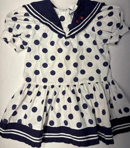 Vestido Náutico De Colección 3T Azul Marino Blanco Rayas Bordado Estrellas Rojas Niño Pequeño - Imagen 1 de 9