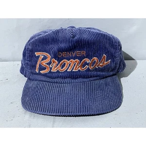 Vintage Denver Broncos Hat Cap Sports Specialties Corduroy Script 80s 90s Snap - Picture 1 of 8