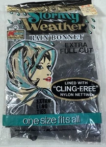 Cofano pioggia plastica vintage Kmart Stormy Weather extra taglio completo mai aperto nonna NOS - Foto 1 di 2
