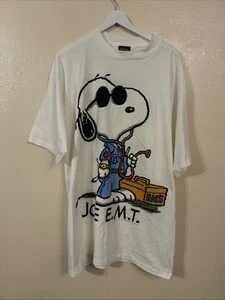 Vintage Snoopy Joe EMT T-Shirt Erwachsene 2XL - 2-seitig Änderungen Etikett Einzelnaht - Bild 1 von 9
