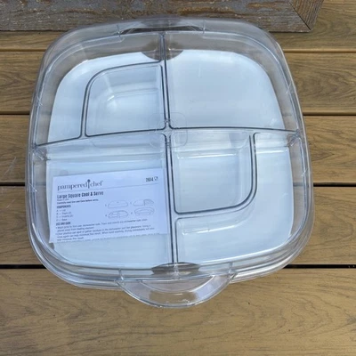 Pampered Chef Lg Square Cool Serve Veg Fruit Charcuterie Deviled Egg Tray #2614 - Image 1 of 4