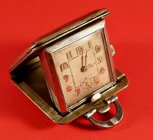 Petite horloge de voyage suisse vintage « Beroe » 15 bijoux (boîtier 37 mm x 37 mm)