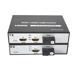 HDMI Fiber Converters Extender SC Transceiver Singlemode 20Km Multimode 500m - Picture 1 of 8