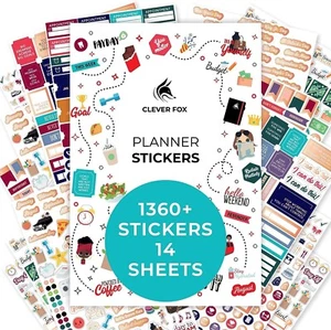 Clever Fox Planner Stickers – Monthly, Weekly & Daily Planner Stickers 14 Sheet - Picture 1 of 5