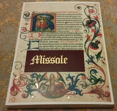 Medieval 1500's Facsimile Manuscript 'MISSALE' Book of Hours Silk Cover Gilded - Image 1 of 4