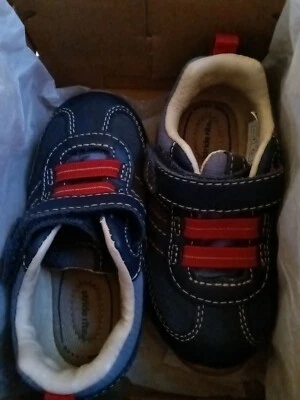 NOVO Tênis Stride Rite Infantil Bebê-Meninos Prescott Azul 6M Criança Vermelho Acentos  - Imagem 1 de 4