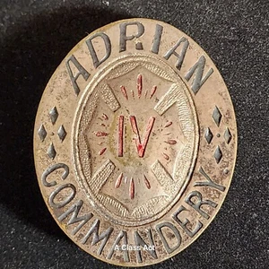 Adrian Commandery IV Knights Templar Masonic Antique Vtg Belt Buckle B98 - Picture 1 of 4