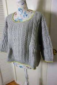 VICTORIA’S SECRET Wool Blend Contrast Trim Cropped Cable Knit Sweater Size L New - Picture 1 of 10