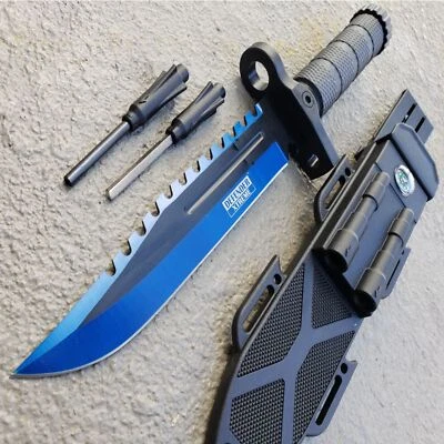 DEFENDER-XTREME 13" MILITARY TACTICAL Hunting FIXED BLADE SURVIVAL Knife Fire Starter SHARPENER