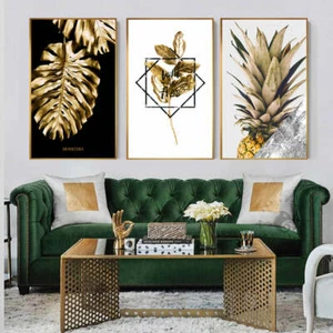 Black and Gold Pineapple Monstera Wall Art - Picture 1 of 14