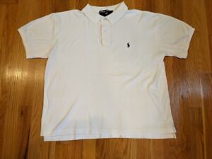 Vintage Polo SPORT Ralph Lauren White T-shirt Shirt Size Large Collared 
