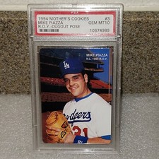 💥HOF💥MIKE PIAZZA🤩1994🤩 MOTHER'S COOKIES N.L. 1993 R.O.Y. PSA💎 GEM💎MT 1O💎