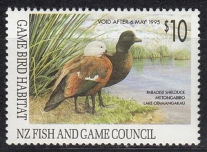 NEW ZEALAND 1994 Game Bird Habitat $10 Paradise Shelduck MNH - Picture 1 of 1