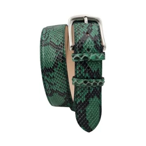 Cintura 4 cm in vero Pitone verde smeraldo con fibbia argentata 100% Nichel free - Imagen 1 de 19