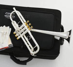 Prof. Dizzy style Trumpet Engraving Bell Silver Plated horn With Case mouthpiece - Picture 1 of 5