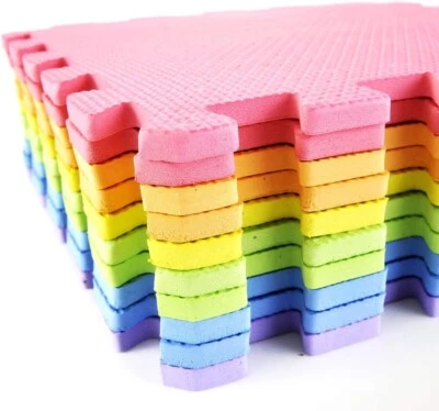 9pcs Solid Foam Exercise Mat Safety Play Floor Mat For Kids Tiles Cushions Soft - Image 1 of 4