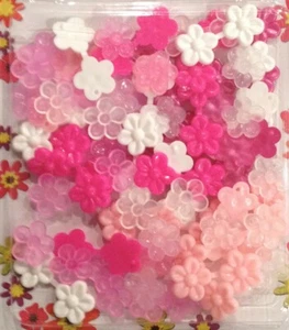 Mini X-small double-sided Pink Flower Barrettes (Snaps) braids, twists, cornrows - Picture 1 of 1