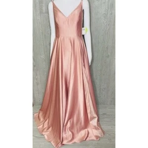 Nwt Windsor pink spaghetti strap long dress silky with flaws size 9 formal prom - Picture 1 of 10