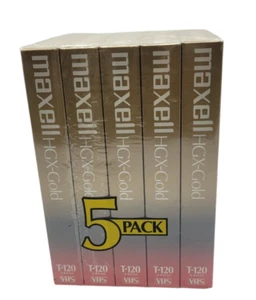 Maxell Blank VHS Tapes HGX-Gold Premium High Grade T-120 NEW SEALED 6 Pack - Picture 1 of 5