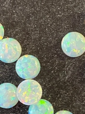 10 Super Firey Lab Grown Opal Round Cabochons 5 mm White w/ Multi Color Fire ! - Image 1 of 2