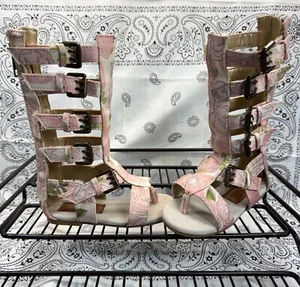 Joyfolie Jayla in Rose Floral Tall Gladiator Style Sandals Childs Size 6 EUC - Picture 1 of 10
