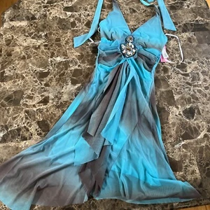 90s Y2K Babydoll Cami Halter Dress XS/S Fairy Grunge Barbiecore Sundress Mermaid - Picture 1 of 14