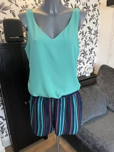 Ladies Summer Stripe Shorts Elasticated Size 12 - Picture 1 of 8