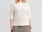 Ava & Viv Women's 4X Plus Size Matte Chenille Chunky Sweater, Ivory, NwT