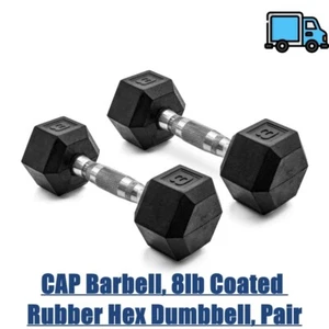 CAP Barbell, 8lb Coated Rubber Hex Dumbbell, Pair - Picture 1 of 7