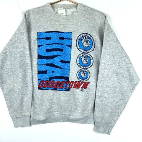 Vintage Georgetown Hoyas Crewneck Sweatshirt Size XL Gray Ncaa Cover