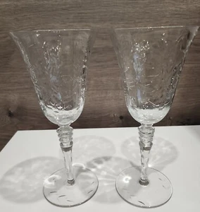 2 Libbey Rock Sharpe Fernwood 1950s Crystal Wine/Champagne Glasses 7.75” Tall - Picture 1 of 11