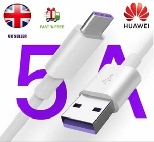 Genuine 5A Type C USB Fast Charging Charger Data Cable Huawei P20 P30 Pro Lite - Picture 1 of 8