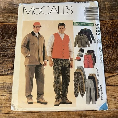 McCalls 1998 Pattern #9583 Outdoor Hunting Jacket Pants Vest Hat Size 40-44 Tall - Image 1 of 4