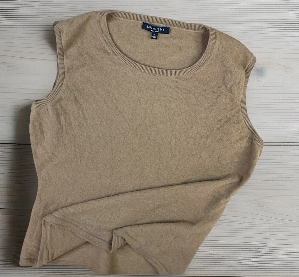 Top Lafayette 148 100 % lana tejido sin mangas capa camisa marrón mujer talla L Foto 1 de 4