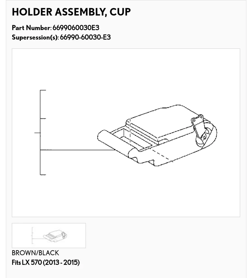 Portavasos trasero Lexus LX570 6699060030E3 Foto 1 de 3