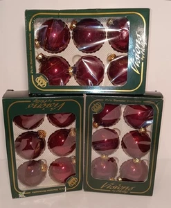Adornos de bola roja de vidrio vintage para árbol de Navidad Visiones de Holly 3 paquetes - Imagen 1 de 3