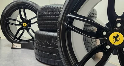 20” FERRARI 488 GTB SPIDER F8 488GTB RIMS WHEELS TIRES FACTORY OEM TRIBUTO BLACK - Image 1 of 4